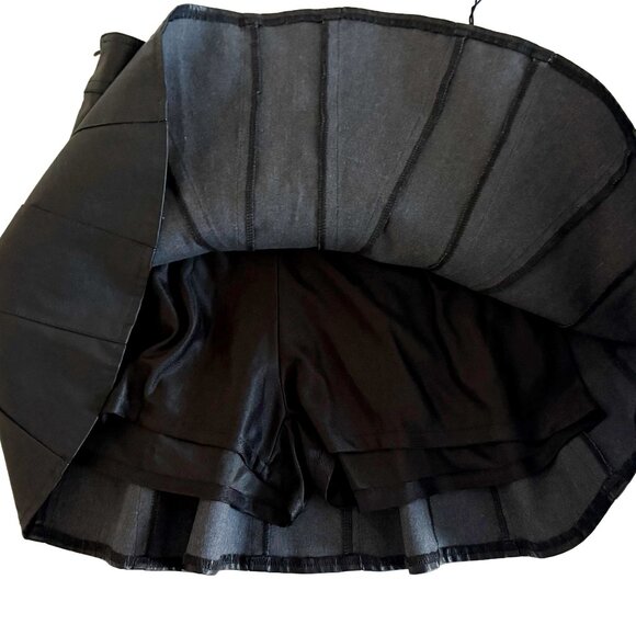Pleated Faux Leather Skort in Black - Picture 4 of 5